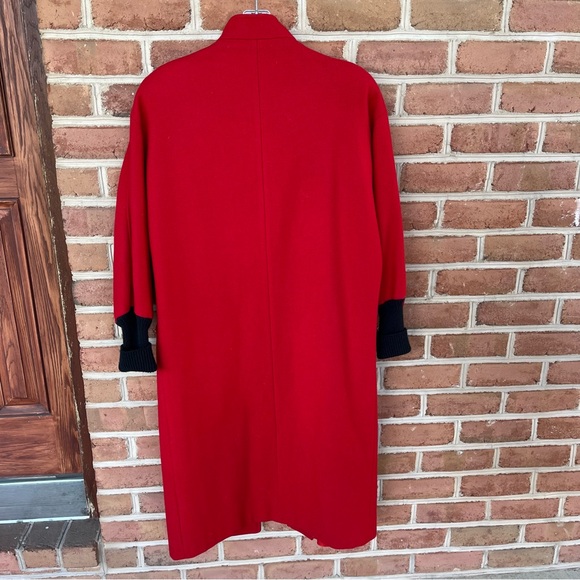 Red festive wool blend 80’s oversized coat - Picture 2 of 12